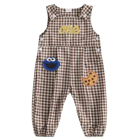 Cookie Monster Romper First Birthday Clothes Sesame Street Outfit Dress - Picture 1 of 3